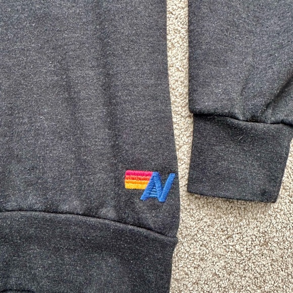 Aviator Nation Unisex Charcoal Sweatshirt with Six Rainbow Stripes - Picture 4 of 8